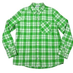 STIO Flannel Shirt Women's Large Check Plaid Organic Cotton Long Sleeve Outdoor